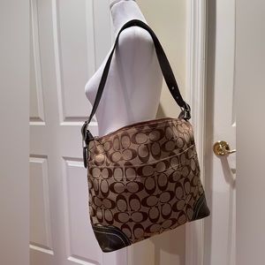 Coach signature soft hi o brown with leather trim